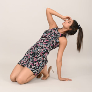 Pop Paisley Cotton Beach Dress in Caviar
