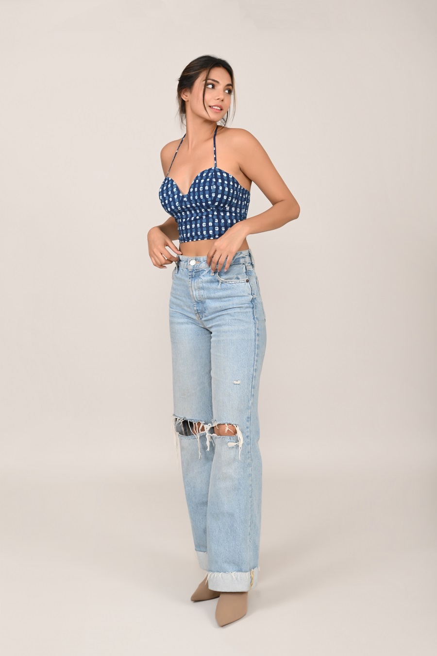 indie cotton beach tie back corset - Image 2