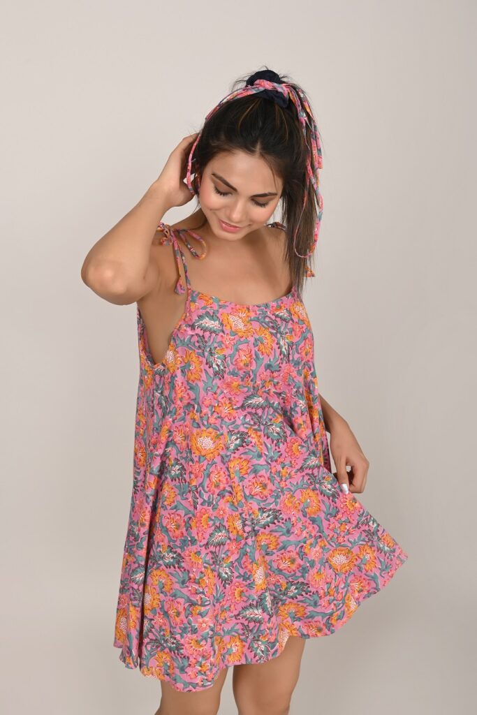 Pink Bush Cotton Beach Dress